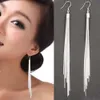 Stud élégant bijoux mode femmes glands argent plaqué Long blanc crochet balancent chaîne boucles d'oreilles 13 5cm 230802