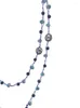 Pendentifs 6mm Lapis Lazuli Long Collier 12mm Pièce Noire Perle Cristaux Bleus FoLisaUnique Tendance Bijoux Pour Femmes Fille Cadeau 50 Pouces