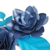 Decorative Flowers DIY Giant Paper Artificial Fleurs Artificielles Backdrop Rose 3CS 4 Leave Wedding Party Decor Nursery Dark Blue