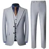 Herrdräkter 2023 Butik (Blazer västbyxor) Fashion Slim Gentleman Korean Version European Style Striped Suit 3 Pieces