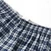 Mutande S-XL Intimo da uomo in cotone Boxer Pantaloncini casual scozzesi Elastico in vita Bottone Comodo per la casa