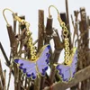 Boucles d'oreilles pendantes de haute qualité belle longue goutte papillon couleur or cloisonné 22 18mm femmes mariages fête cadeaux bijoux B2595