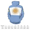 Erkek Hoodies Arjantin Ülke Bayrağı 3D Hoodie Polyester Serin Erkekler Kadınlar Harajuku Sweatshirt Unisex Sıradan Pullover Özel Adı