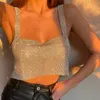 Zbiorniki damskie Camis Full Diamonds Caci Comi Cropped Fashion Backless Straps Camisole Bling S Crop Top dla kobiet 230802