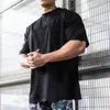 T-shirt da uomo T-shirt da uomo a manica corta oversize ampia con spalla scesa T-shirt fitness retrò Summer Gym Bodybuilding Tops Tees 230802