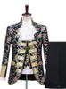 Men's Suits Vintage Royal Court Dress Men Theatrical Costume Stage Suit Jacket Three Pieces With Collar Flower And Facing Sleeve