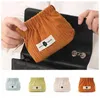 Cosmetic Bags Cloth Mini Bag Self-closing Corduroy Leaf Spring Automatic Closed Flower Lipstick Storage Earphone