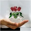 Nyhetsartiklar H D Crystal Red Rose Flower Figur Spring Bouquet Scpture Glass Dreams Ornament Home Wedding Decor Collectible Gift Dhnbq
