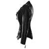 Frauen Pelz 2023 Lederjacke Frauen Mode Faux PU Jacken Damen Sexy Schwarz Motorrad Biker Streetwear Gothic Niet Mantel Chaqueta