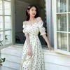 Party Dresses Summer Get Ruffled Lace One Word Led Two High Quality Printed Jacquard To Wear Skirt Dress