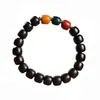 Pulseira pequena de miçangas antigas de sândalo preto 9 mm contas de oração de Buda de três cores para homens e mulheres Pulsera