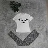 Kadınlar iki parçalı pantolon kıyafetleri gündelik mektup baskı mürettebatı boyun t-shirt ve pantolon set ücretsiz gemi