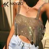 Women's Tanks Camis Full Diamonds Sequins Cami Cropped Fashion Backless Straps camisole Bling s Party Crop Top for Women 230802