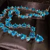 Ketten Hoyon Full Diamond Style Halskette Eingelegtes Schweizer Topaz Blau Farbschatzschatz herher Herzförmiger Schmuck für Frauen