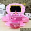Nyhetsartiklar Creative Makeup Mirror Music Box Rotating Dancing Ballet Girl Jewelry Storage Children S Toys Christmas Gifts 210319 D DHZBN