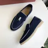 Loro Piano Loro Pianaa Top Quality Spring Pure Pure Original Hemmed Slater-on Shoe British Style Womens Single Shoes confortable Flat Soled Casual Shoes Chaussures