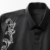 Minglu pamuklu erkek gömlekleri lüks kraliyet nakış uzun kollu kapalı düğme iş gündelik ince fit parti erkek elbise gömlekleri