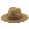 Szerokie brzegi czapki proste dziewczyna Summer Panama for Women Men Beach Jazz Hat Cooling Ladies łowienie słomy słońca