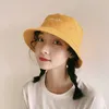 Fashion hat women summer sun protection sunshade Korean fashion students versatile embroidery Bucket hat Japanese thin sun hat