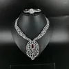 Necklace Earrings Set 2023 Fashion Luruxy RED CZ Zircon Earring Bracelet Ring Jewelry Wedding Bride Banquet Dressing
