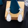 Mode Charme Goutte Designer Boucle D'oreille pour Femme Partie De Luxe Cuivre Blanc AAA Cubique Zircone Fleur De Fiançailles De Mariage Femmes Diamant Boucles D'oreilles Bijoux Cadeau