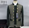 Trajes de hombre Patchwork de moda para hombres 2 piezas Slim Fit moda túnica china traje Blazer pantalones botones dorados de lujo esmoquin a cuadros