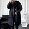 Men's Trench Coats Men Hooded Jacket Casual Windbreaker Pockets Hip Hop Streetwear Man Korean Fashion Outwear