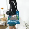 Sacs à provisions Relaxolotl A Cute Relaxing Axolotl On Rock Tote Bag Réutilisable Ambystoma Mexicanum Grocery Canvas Shoulder Shopper