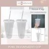 Cups Saucers 1pc Straw Coffee Cup Plastic Tumbler With And Lid Reusable Water Juice For Party Christmas Gifts Mugs