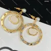 Circle Eartrop Women Double Letter Earring Diamond Party Ear Loop Ladies Night Club Hoop Stud Stud