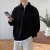 Heren Truien Effen Kleur Gebreide Trui Herfst Mode Half Zip Polo Shirt Koreaanse Stijl Hoge Kwaliteit Pullover Sweatwear Heren Kleding