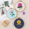 Kinesiska stilprodukter blommor växter broderi set handarbetsverktyg tryckt nybörjare diy broderi runda korsstygn sy hantverk diy