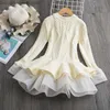 Girl's Dresses Men's Swimwear 2021 Winter Knitted Chiffon Girls' Dress Christmas Party Long Sleeve Children's Clothing Girls' New Year Clothing Z230803