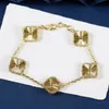 2023 Brand Classic diamond paved van bracelet link Chain 5 motifs Bracelet Fashionable Charm four leaf Grass Crystal Women's Bracelet High Quality Designer jewelry