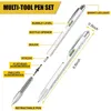 Pencil Sharpeners 9 i 1 Multitool Pen for Dad LED Light Stylus Skruvmejselöppnare Rularnivå Gift Bopfrifriat 6pcs 230803