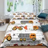 Sängkläder sätter hemtextiler Luxury 3D Tractor Däcke Cover Set Pillow Case Kids Au Eu UK US Queen and King Size 230802