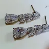 Boucles d'oreilles pendantes 2023 longue feuille en forme de pendentif zircon blanc femmes gland vente en gros directe