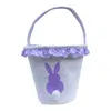 Favor de fiesta Cestas de conejito de Pascua Niños Pascua Fluffy Rabbit Tail Cubo Lienzo Regalo Tote Bolso Huevos de Pascua Cubo Bolsas de compras Envío marítimo Q394