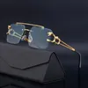 Solglasögonramar Shauna Fashion Metal Leopard Rimless Double Bridges Gradient Ocean Film Shades UV400 230802