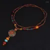 Hänghalsband mode undviker etniskt halsband blomman av religiös vintage rund platta nepal smycken handgjorda Sanwood bodhi