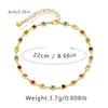 Bracelets de cheville coloré Zircon géométrique carré cheville Bracelet pour femmes été plage sandales pied Fashionn bijoux