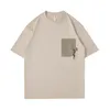 Mannen T Shirts Zomer Oversized Casual T-shirt Trend Pocket Stiksels Kleur Katoen Korte mouwen Tees Vintage Mode O-hals tops