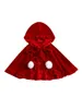 Päls zzlbuf småbarn baby pojke julmantel jultomten huva huva sammet cape poncho halloween kostym röd klädsel kläder