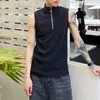 Canotte da uomo Y2k Trendy Streetwear Coreano Zipper Decorazione Casual Top Slim Risvolto Gilet Summer Knit Fashion Pullover di nicchia