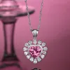 Nuevo collar con colgante en forma de corazón rosa, plata de ley S925, joyería de nicho con personalidad, regalo romántico para el Día de San Valentín de alta calidad