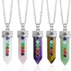 7 Chakra Amethyst Pendant Halsband Handgjorda Reiki Healing Crystal Amulet Stone Jewelry for Women Men