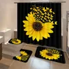 Dywany Słoneczny Wzór prysznicowy Zestaw prysznicowy Zestaw Toalety Dywany Dywany bez poślizgu kuchenne mata do kąpieli drewniana deska łazienka dekoracja R230802