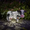 Decorative Objects Figurines LED Solar Light Daisy Cow Solar Statue Resin Ornament Yard Sculpture Figurine Lawn LED Light Statue Waterproof Garden Decor 230802