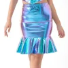 Skirts Womens Clubwear Shiny Metallic Fishtail Skirt Glossy Patent Leather Ruffled Hem Pencil For Cocktail Raves Party Carnival