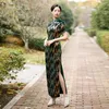 Ethnic Clothing Velour Cheongsam Female Size 3XL -6XL Sequins Qipao Traditional Chinese Party Prom Dress Gown Vintage Collar Vestidos